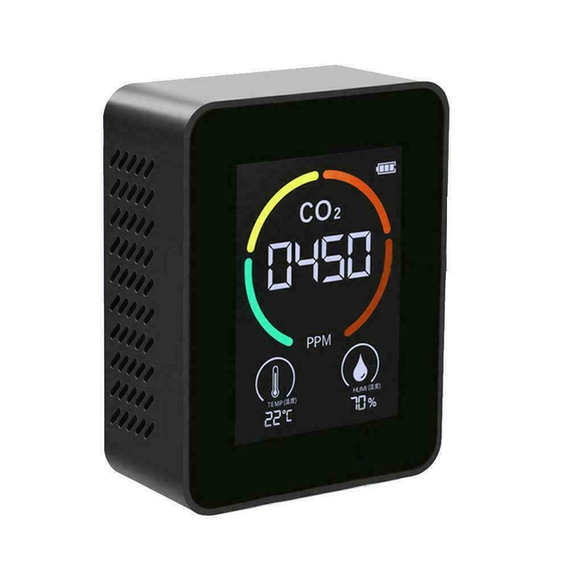 Датчик CO2, анализатор качества воздуха, влажности, температуры Черный .