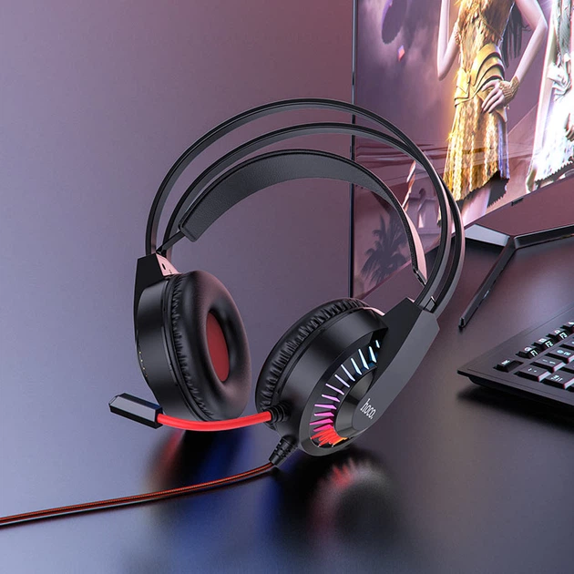 Накладные наушники Hoco W105 Joyful (USB+3.5mm/1.2m) Красный - изображение 3