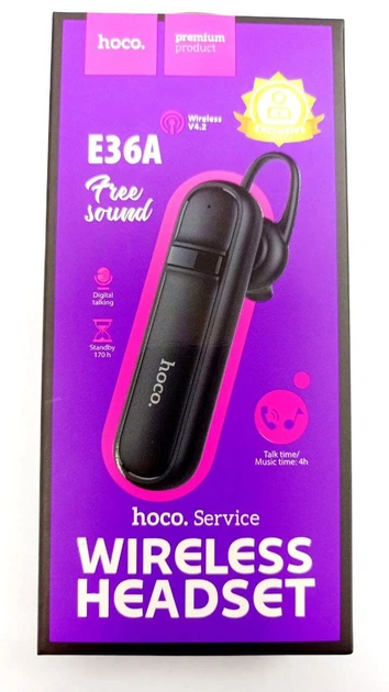 Bluetooth гарнитура Hoco E36A Чёрный - изображение 4