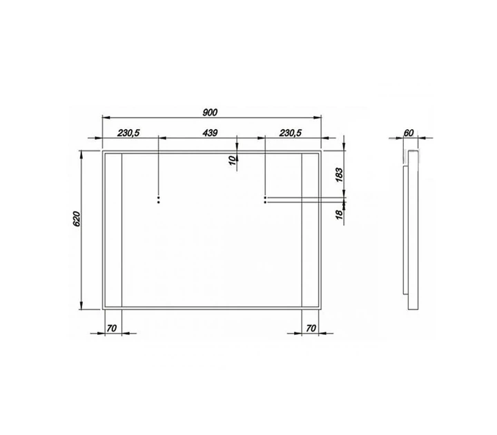Зеркало прямоугольное для ванной KOLO QUATTRO 62x90см c подсветкой 88381000 - изображение 2
