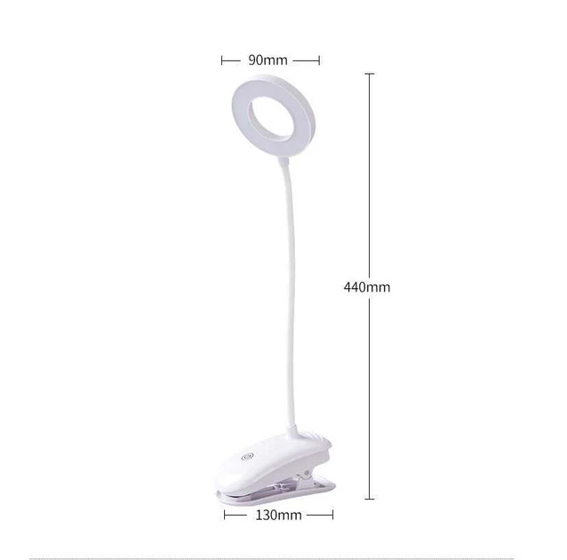 Настольная LED лампа 4200К на прищепке кольцевая с аккумулятором 2000 mAh Clip Lamp белая (CL-18544) - изображение 3