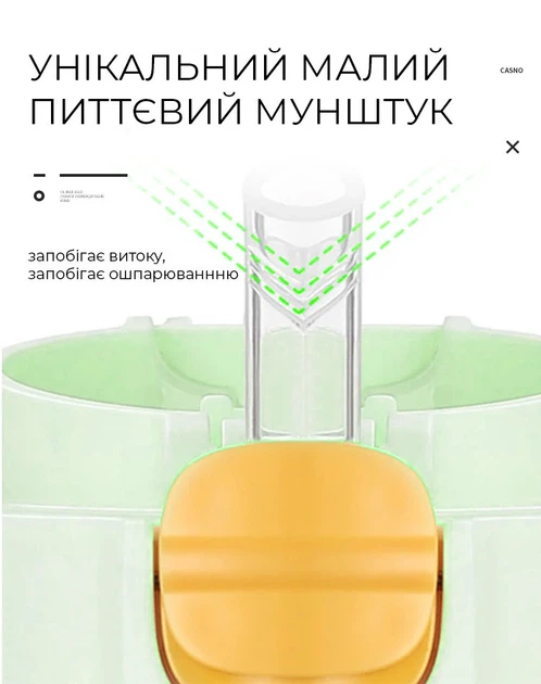 Пляшка для води CASNO 690 мл KXN-1219 Зелена (Зебра) з соломинкою TRITAN - изображение 4