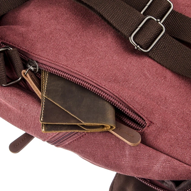 Компактный женский текстильный рюкзак Vintage 20195 Малиновый - изображение 2