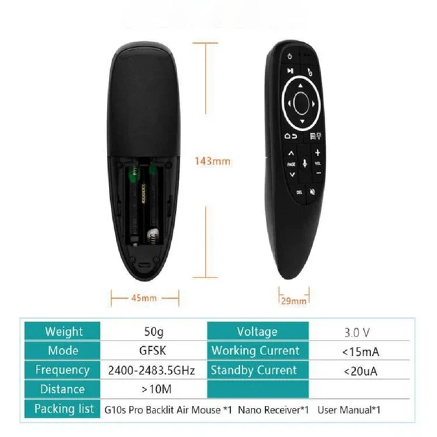 Пульт з голосовим управлінням G10S PRO Fly Air mouse аэромышь c підсвічуванням - зображення 3