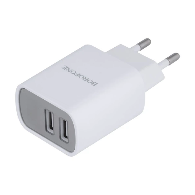 Сетевое зарядное Borofone BA58A Digital Display 2USB 2.4A Белый - Фото 3 Сетевое зарядное Borofone BA58A Digital Display 2USB 2.4A Белый - изображение 3