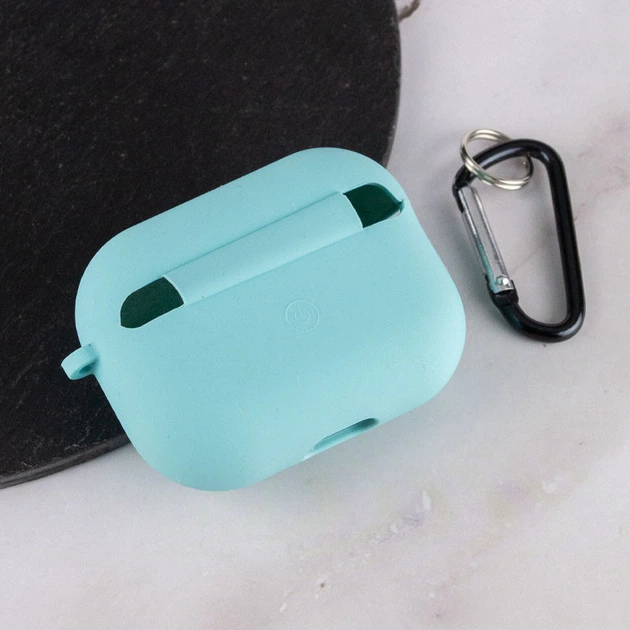 Силіконовий футляр з мікрофіброю для навушників Airpods Pro 3 Бірюзовий / Marine Green - зображення 4