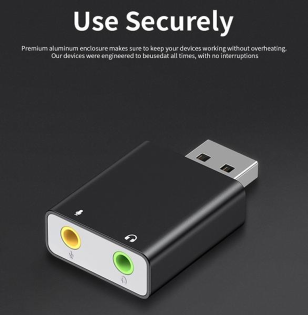 Звуковая карта Erston USB Sound Card 7.1 Channel, Black - изображение 6