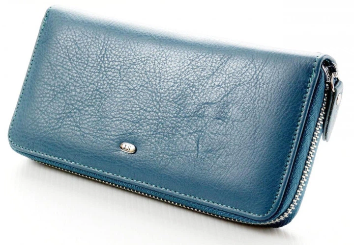 Женский кожаный кошелек клатч на молнии St leather (ST238) 382020 Голубой - изображение 2