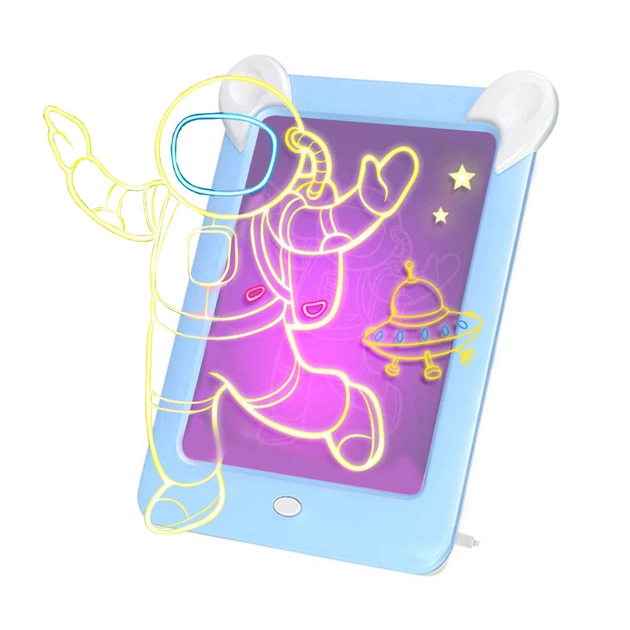 Магическая 3D доска для рисования Magic Board Drawing Pad Blue с подсветкой для детей творчества 8 цветов - изображение 4