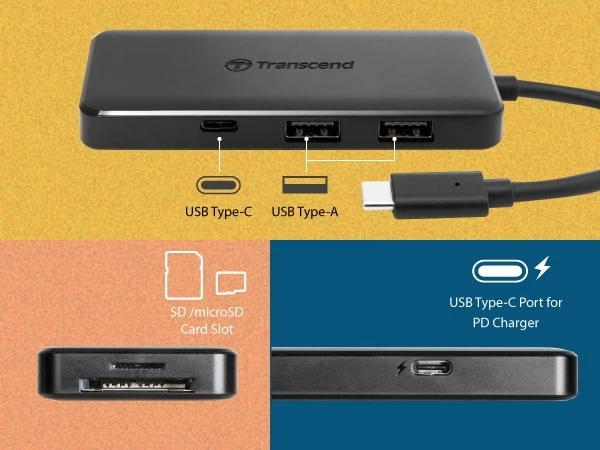 USB-хаб Transcend USB Type-C HUB 6 ports microSD/SD Black (TS-HUB5C) - Фото 7 USB-хаб Transcend USB Type-C HUB 6 ports microSD/SD Black (TS-HUB5C) - изображение 7