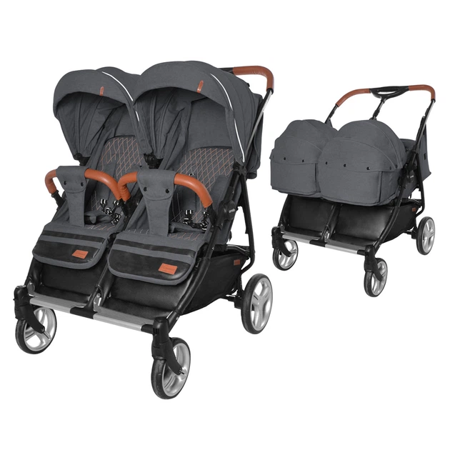 Коляска прогулочная Carrello Connect CRL-5502/1 Serious Black для двойни, c переноской + дождевик и чехол на ножки - Фото 1 Коляска прогулочная Carrello Connect CRL-5502/1 Serious Black для двойни, c переноской + дождевик и чехол на ножки - изображение 1