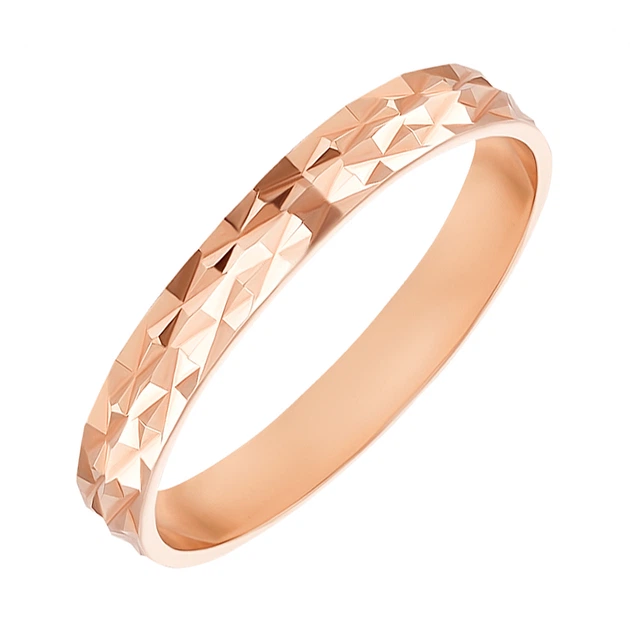 Обручальное кольцо из красного золота с алмазной гранью 000000298 17.5 ...