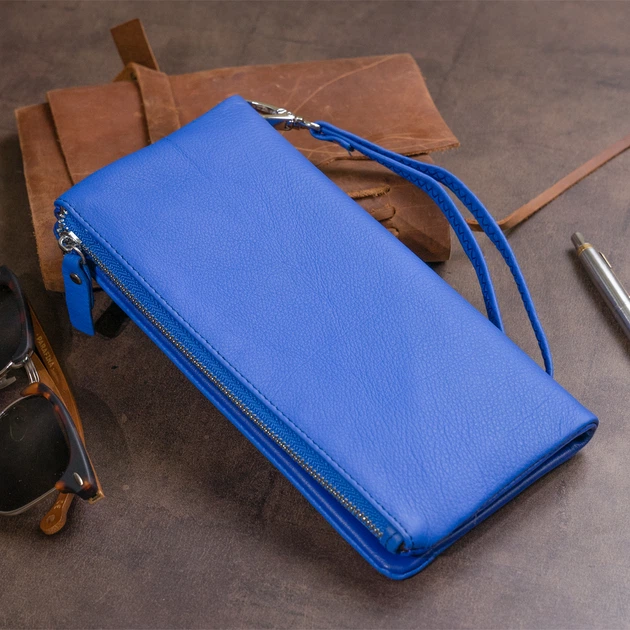 Гаманець клатч зі шкіри з кишенею для мобільного ST Leather Синій 3079-87685 - зображення 7