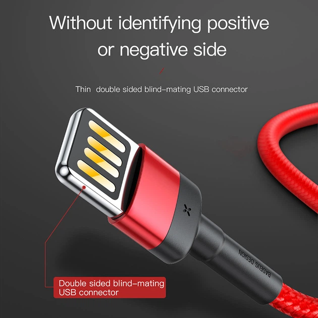 Кабель для зарядки Lightning Apple iphone BASEUS Cafule Special Edition 1M 2.4A Черно-Красный (CALKLF-G91) - Фото 3 Кабель для зарядки Lightning Apple iphone BASEUS Cafule Special Edition 1M 2.4A Черно-Красный (CALKLF-G91) - изображение 3