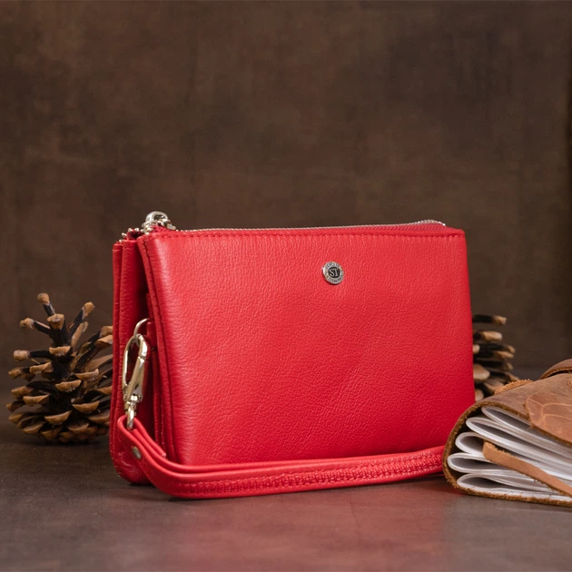 Стильный красный клатч из натуральной кожи для женщин ST Leather большой формата (bg192fash51) - изображение 8