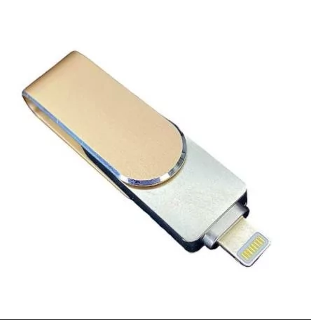 Флешка для IPHONE FlashDrive HighSpeed c разьемом Lightning 8pin, Micro USB , USB 3.0 , 64gb золото - изображение 2