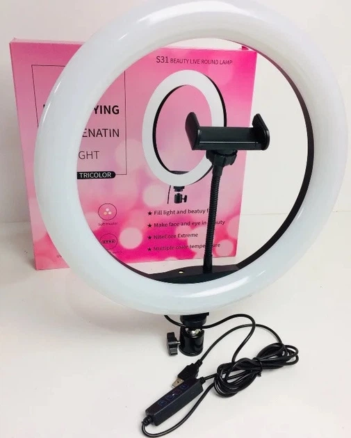 Кольцевая LED лампа S31 33см 1 крепление на телефон USB - изображение 2