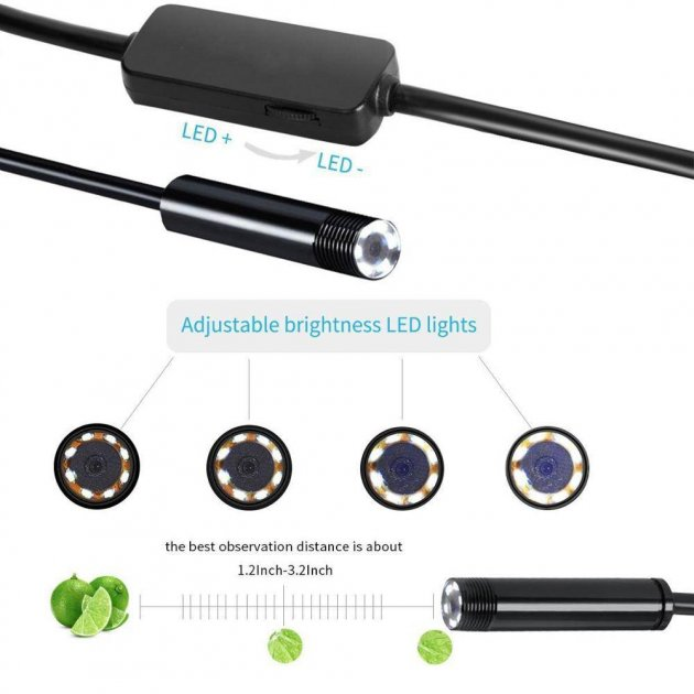 Wi-Fi / USB эндоскоп KERUI 1200P/2Mp/8mm/ (2 метра) технический бороскоп для смартфона телефона - изображение 3