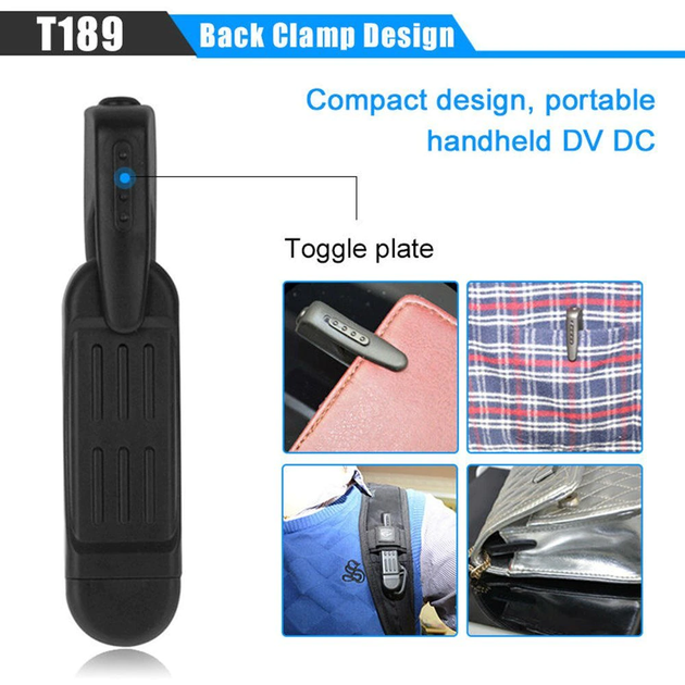 Мини-камера T189 HD 1080P, Карманная камера Micro DV DVR, диктофон с датчиком, видеомагнитофон, цифровой видеорегистратор - Фото 9 Мини-камера T189 HD 1080P, Карманная камера Micro DV DVR, диктофон с датчиком, видеомагнитофон, цифровой видеорегистратор - изображение 9