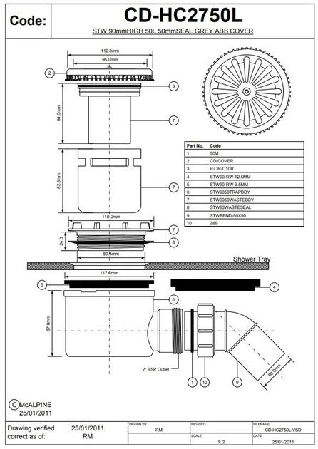 Трап для душу McAlpine CD-HC2750L-NG-PB - изображение 4