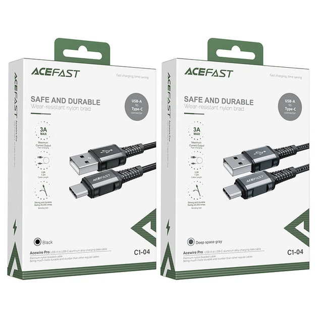 Кабель для зарядки ACEFAST C1-04 3A 1.2м Чорний - зображення 2