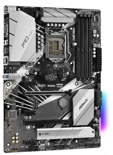 Материнская плата ASRock Z490 Pro4 (s1200, Intel Z490, PCI-Ex16) - Фото 3 Материнская плата ASRock Z490 Pro4 (s1200, Intel Z490, PCI-Ex16) - изображение 3