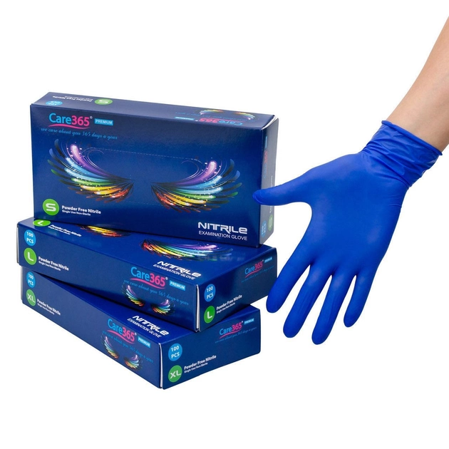 Медицинские нитриловые перчатки Care365, 100 шт, 50 пар, размер XL - изображение 1