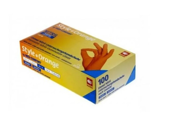 Медицинские нитриловые перчатки AMPri, 100 шт, 50 пар, размер XS, оранжевые - зображення 1