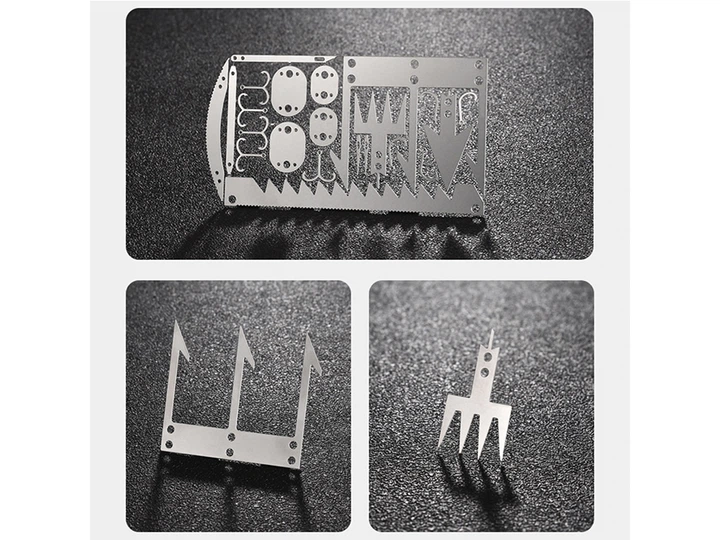 Мультитул Карта для виживання BauTech Пила, рибальські гачки, наконечники для стріл, гарпунів 12 в 1 Сріблястий (1010-582-00) - зображення 4