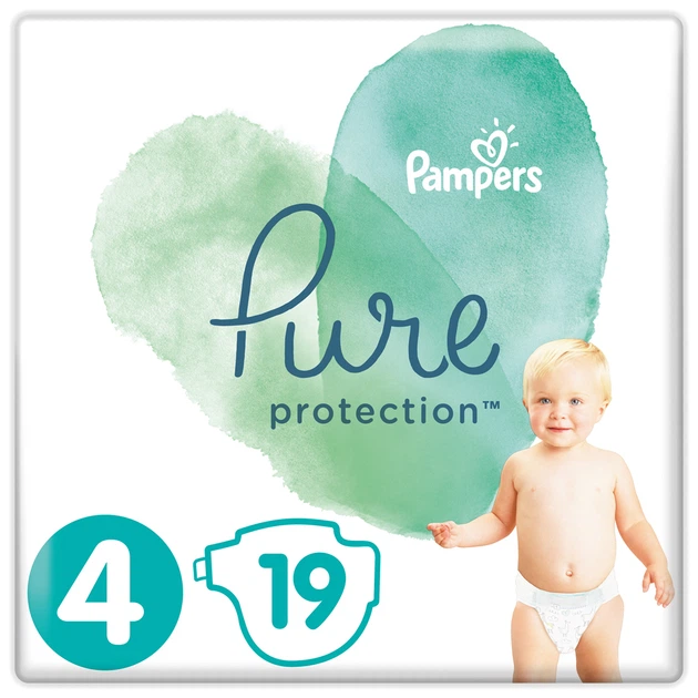 Подгузник Pampers Pure Protection Размер 4 Maxi 9-14 кг 19 шт (8001841023298) - Фото 1 Подгузник Pampers Pure Protection Размер 4 Maxi 9-14 кг 19 шт (8001841023298) - изображение 1