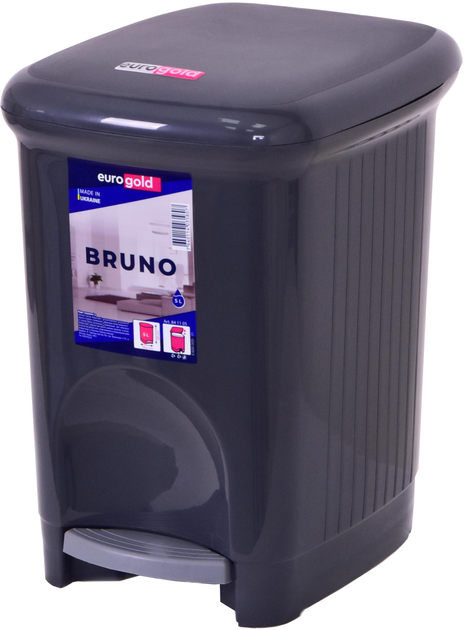 Ведро для мусора Eurogold BRUNO с педалью 5 л Антрацит (841105) – в ...