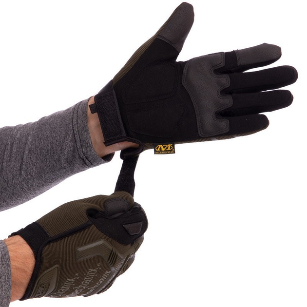 Щільні тактичні рукавички MECHANIX на липучці Для риболовлі для полювання Оливковий АН-5629 розмір XL - зображення 2