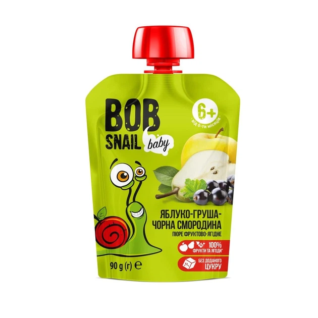 Пюре фруктовое Яблоко-груша-смородина для детей Bob Snail - Равлик Боб пауч 90г - Фото 1 Пюре фруктовое Яблоко-груша-смородина для детей Bob Snail - Равлик Боб пауч 90г - изображение 1