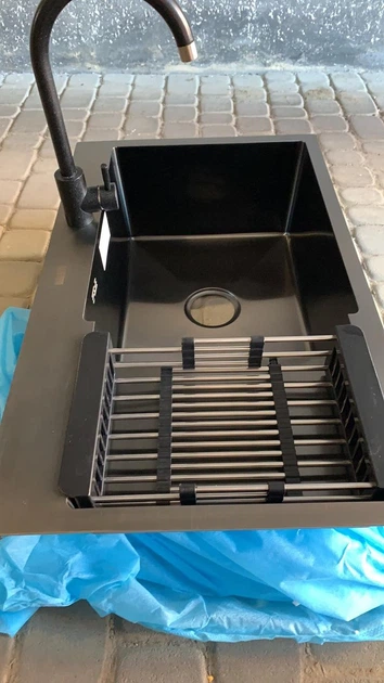 Миття врізне kraft HS 7848AR (праве) BLACK (чорне) з нержавіючої сталі, товщина 3мм. - зображення 3