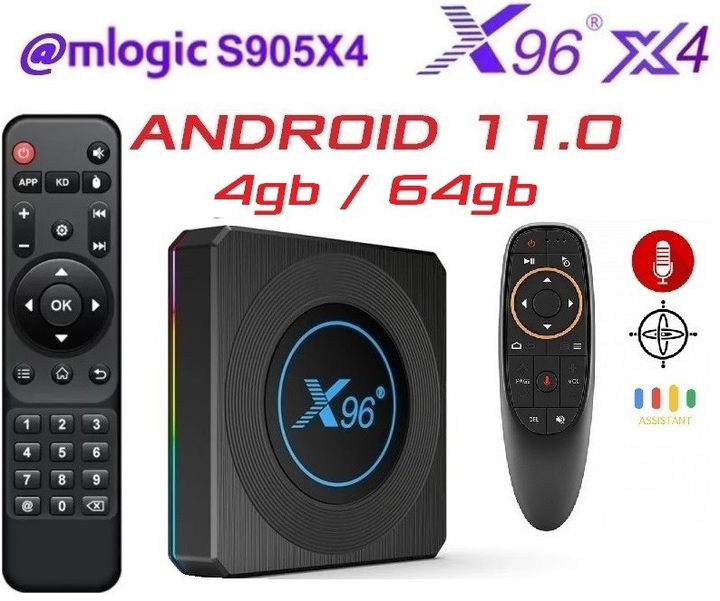 Медіаплеєр X96 X4 4гб 64гб S905X4 Андроїд 11 Смарт ТБ Приставка + G10S ...