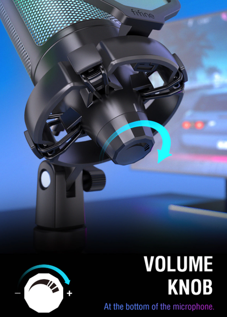 Конденсаторный игровой микрофон FIFINE A6W RGB Ampligame для ПК PS4 PS5 MAC с поп-фильтром Shock Mount & Gain Control Белый - Фото 2 Конденсаторный игровой микрофон FIFINE A6W RGB Ampligame для ПК PS4 PS5 MAC с поп-фильтром Shock Mount & Gain Control Белый - изображение 2