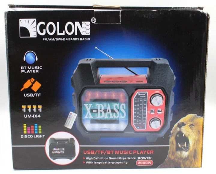 Радиоприемник акустический портативный всеволновой колонка GOLON RX-2018BT Black (V018) - Фото 2 Радиоприемник акустический портативный всеволновой колонка GOLON RX-2018BT Black (V018) - изображение 2