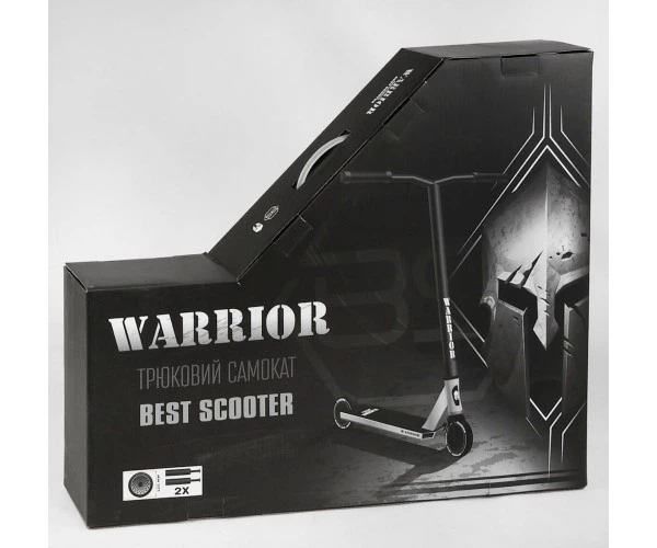 Самокат трюковий Best Scooter Warrior Т-30401, надміцний, колеса 120мм, пеги, підшипники ABEC-9, Чорно-білий - зображення 2