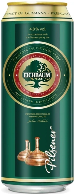 Упаковка пива Eichbaum Premium Pils світле фільтроване 4.8% 0.5 л х 24 шт. (4054500111229) - Фото 2 Упаковка пива Eichbaum Premium Pils світле фільтроване 4.8% 0.5 л х 24 шт. (4054500111229) - зображення 2
