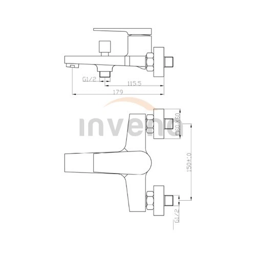 Змішувач для ванни Invena Midnight BW-35-014 чорний/золотий - Фото 3 Змішувач для ванни Invena Midnight BW-35-014 чорний/золотий - изображение 3
