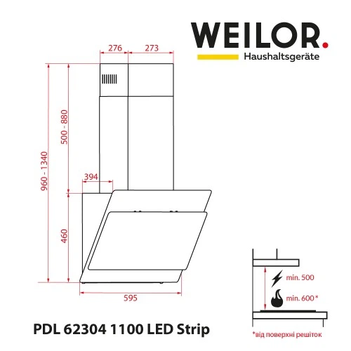 Вытяжка weilor pdl 62304 bl 1100 led Strip - изображение 9