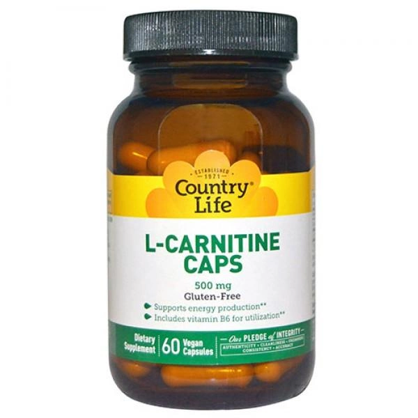 Жиросжигатель Country Life L-Carnitine 500 мг 60 капсул (015794010753) - изображение 1