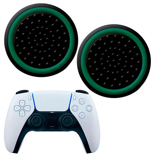 Силиконовые накладки на аналоговые стики Honson для джойстика PS5 Dualsense черные с зеленой окантовкой 2 шт - Фото 1 Силиконовые накладки на аналоговые стики Honson для джойстика PS5 Dualsense черные с зеленой окантовкой 2 шт - изображение 1