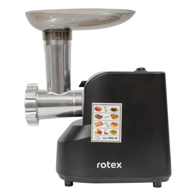 М'ясорубка електрична ROTEX RMG180-В MultiFun 1800 Вт реверс шинкування деруни Чорна - зображення 2