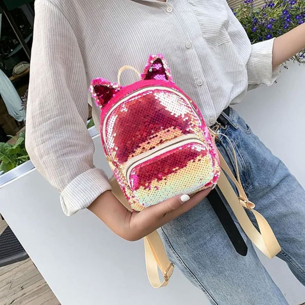 Рюкзак с пайетками и с ушками Mini pink 33422-BR-1353 – в интернет ...