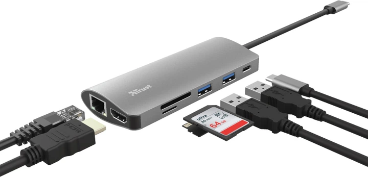 Багатопортовий адаптер Trust Dalyx 7-in-1 USB-C Adapter (23775) (955555901129302) - Уцінка - зображення 5