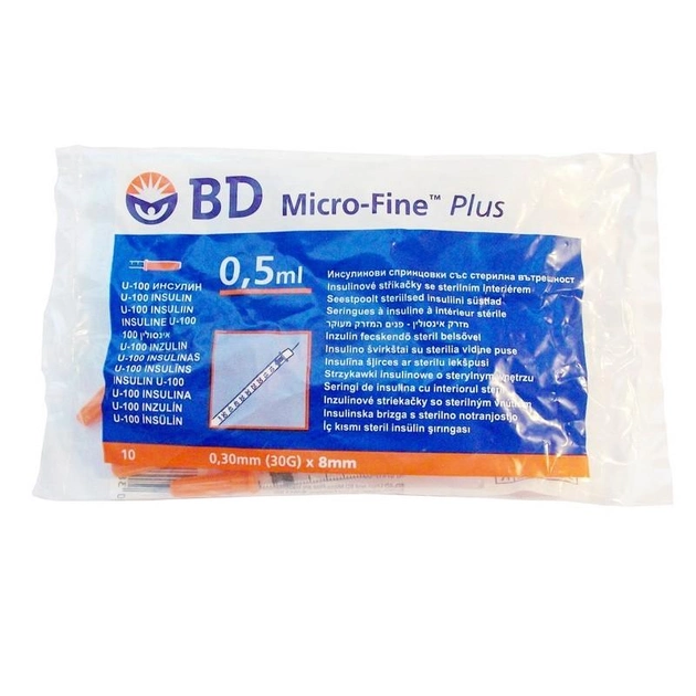 Шприц інсуліновий BD Micro-Fine 0.5мл U-100 30G - БД Мікрофайн 10шт.. - зображення 1