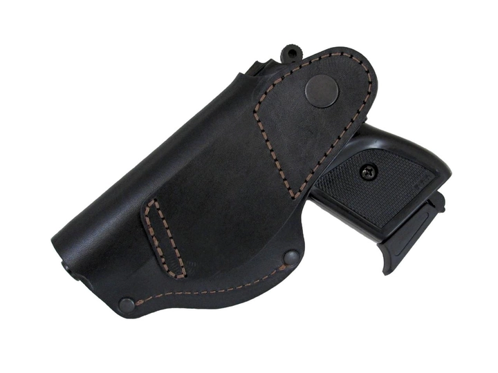 Кобура поясная ПГШ-790 поясная + скрытого внутрибрючного ношения формованная с клипсой (кожа, чёрная) 97459 - изображение 2