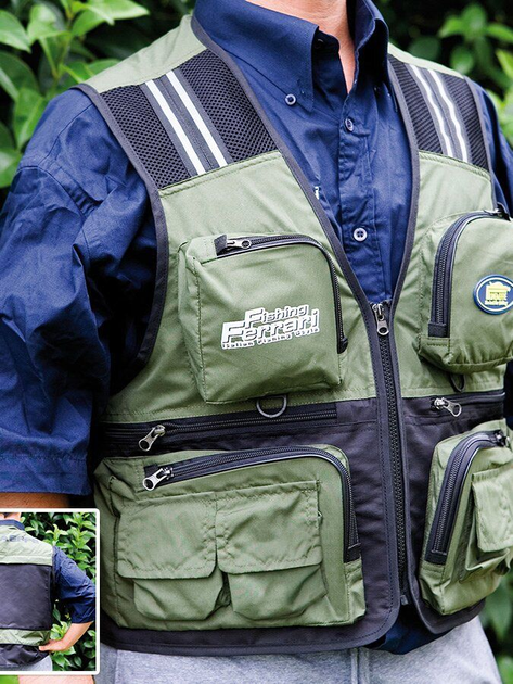 Розвантажувальний жилет Lineaeffe FF Green Fishing Vest 9000010 L Зелений - зображення 1