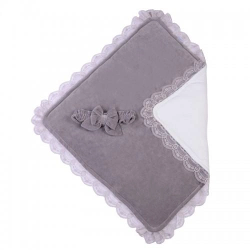 Конверт-ковдра для новонароджених Baby Veres Velour lace taup grey 80х80 см
